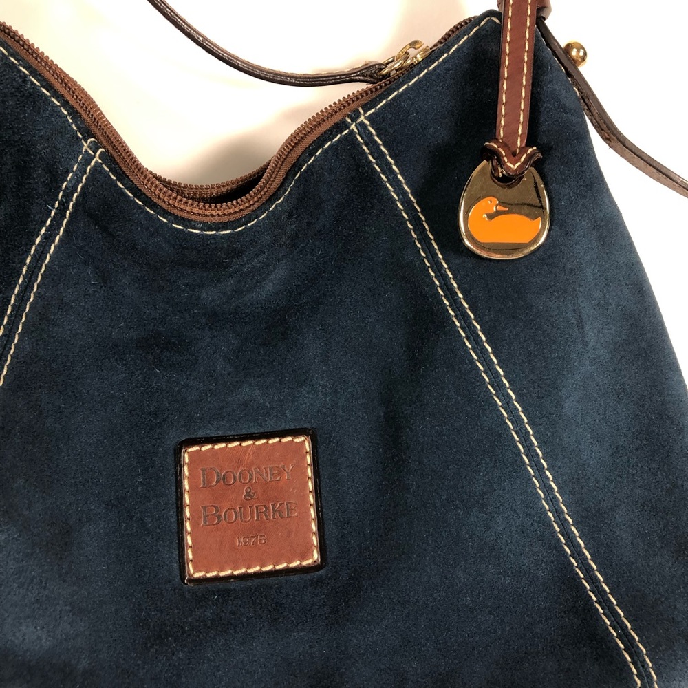 Dooney & Bourke blue suede hobo purse bag leather - Picture 3 of 7